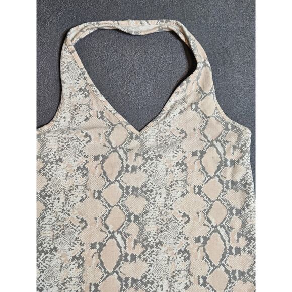 AMERICAN EAGLE HALTER TOP EXTRA SMALL GRAY PINK WHITE SNAKE SKIN PRINTED TANK - Picture 2 of 7